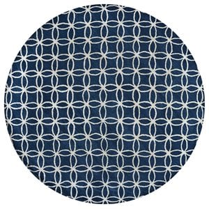 Alora Decor Holland 10' Round Geometric Blue/Ivory Hand-Tufted Area Rug