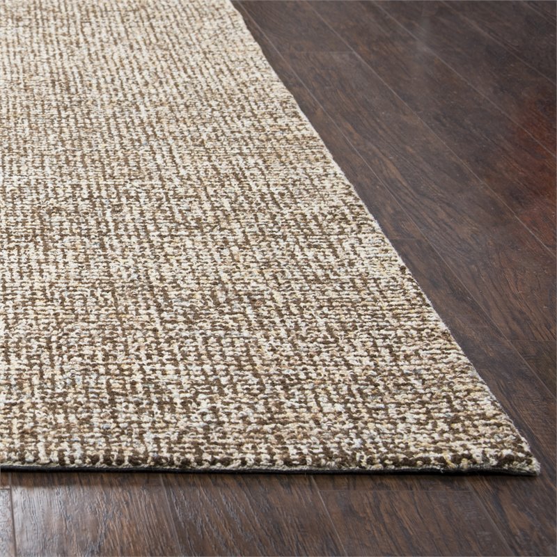 Alora Decor London 9' x 12' Solid Brown/Gray/Rust/Blue Hand-Tufted Area Rug