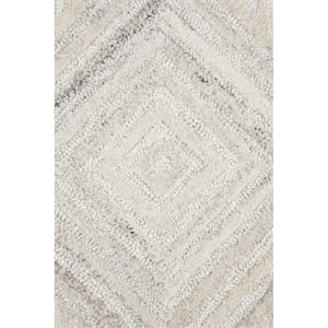 Alora Decor Makalu 9' x 12' Geometric/Solid Ivory /Natural Hand-Tufted Area Rug