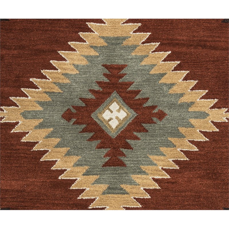 Alora Decor Ryder 10' Round Tribal Rust/Khaki/Navy/Sage Hand-Tufted Rug