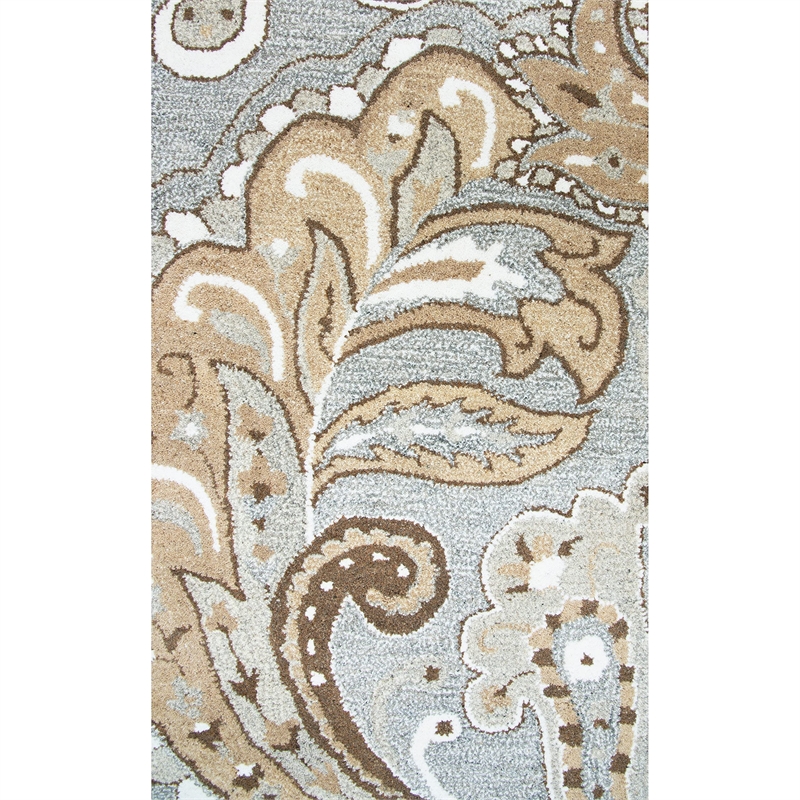 Alora Decor Makalu 9' x 12' Paisley Gray/Natural Hand-Tufted Area Rug