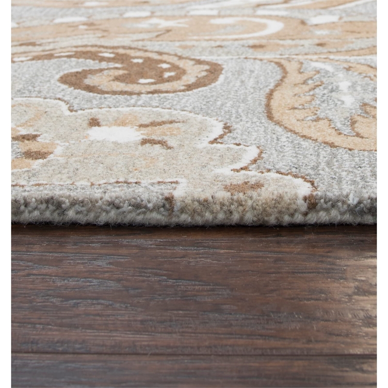 Alora Decor Makalu 9' x 12' Paisley Gray/Natural Hand-Tufted Area Rug