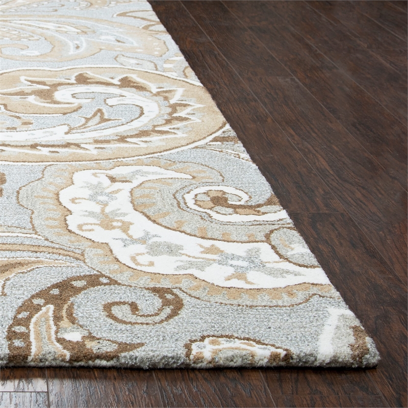 Alora Decor Makalu 9' x 12' Paisley Gray/Natural Hand-Tufted Area Rug