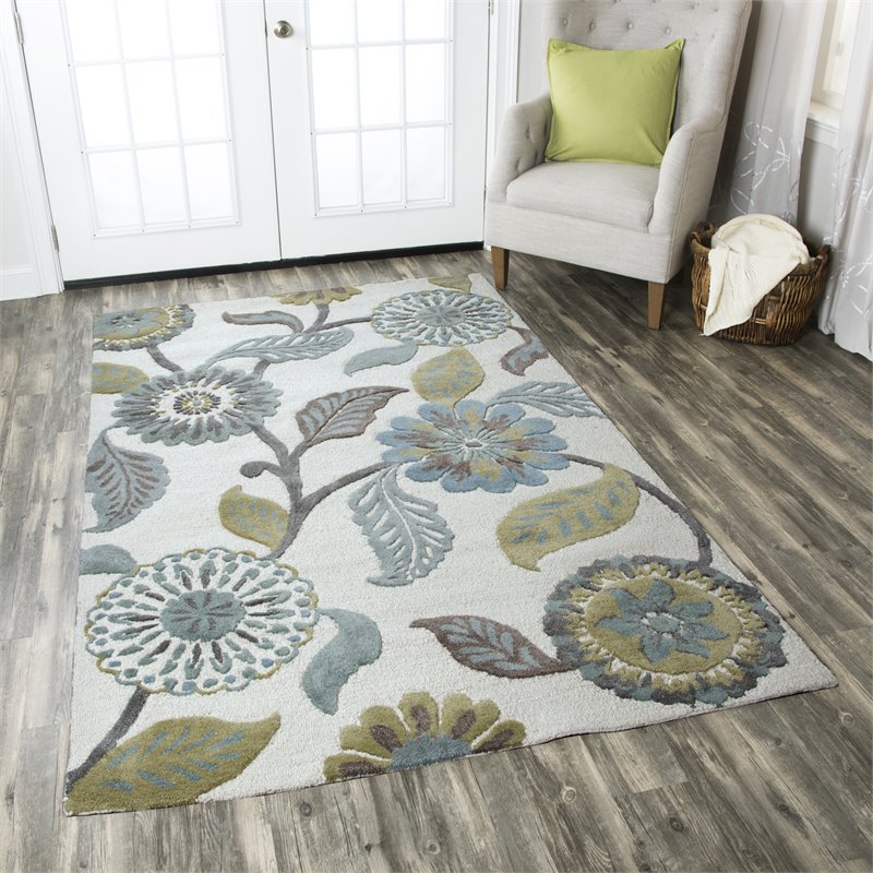 Alora Decor Milan 12' x 15' Floral Sage/Blue-Teal/Gray/Rust/Blue Area Rug