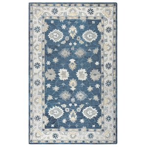 Alora Decor Napoli 9' x 12' Traditional Motifs Blue/Ivory Hand-Tufted Area Rug