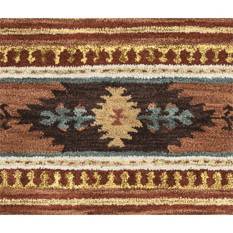 Alora Decor Ryder 10' Round Tribal Multi/Brown/Blue/Gold/Khaki Hand-Tufted Rug