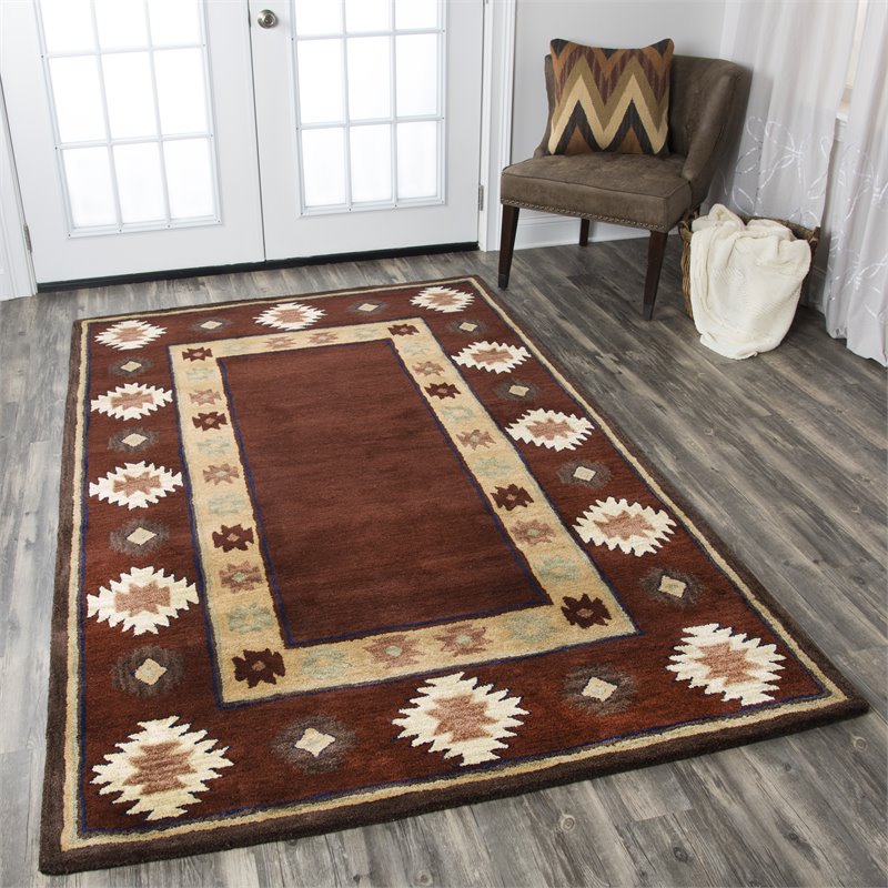 Alora Decor Ryder 10' x 14' Tribal Burgundy/Tan/Rust/Navy/Sage Hand-Tufted Rug