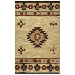 Alora Decor Ryder 10' x 14' Tribal Khaki/Brown/Burgundy/Sage Hand-Tufted Rug