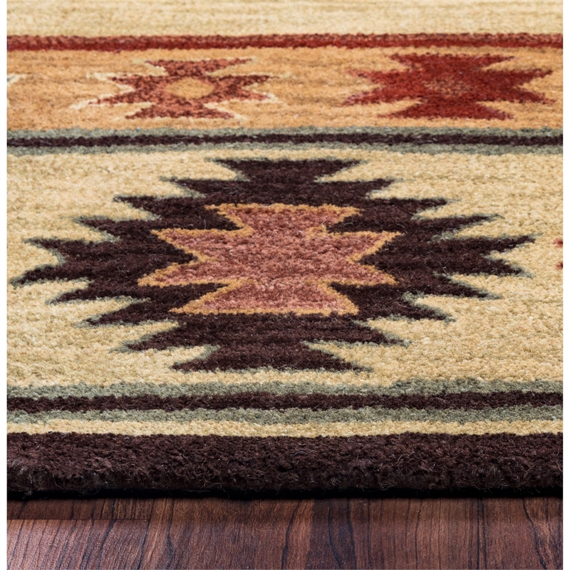 Alora Decor Ryder 12' x 15' Tribal Khaki/Brown/Burgundy/Sage Hand-Tufted Rug