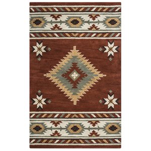 Alora Decor Ryder 9' x 12' Tribal Rust/Khaki/Navy/Sage Hand-Tufted Area Rug