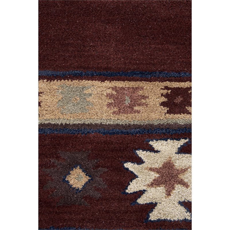 Alora Decor Ryder 10' Round Tribal Burgundy/Tan/Sage/Navy Hand-Tufted Rug