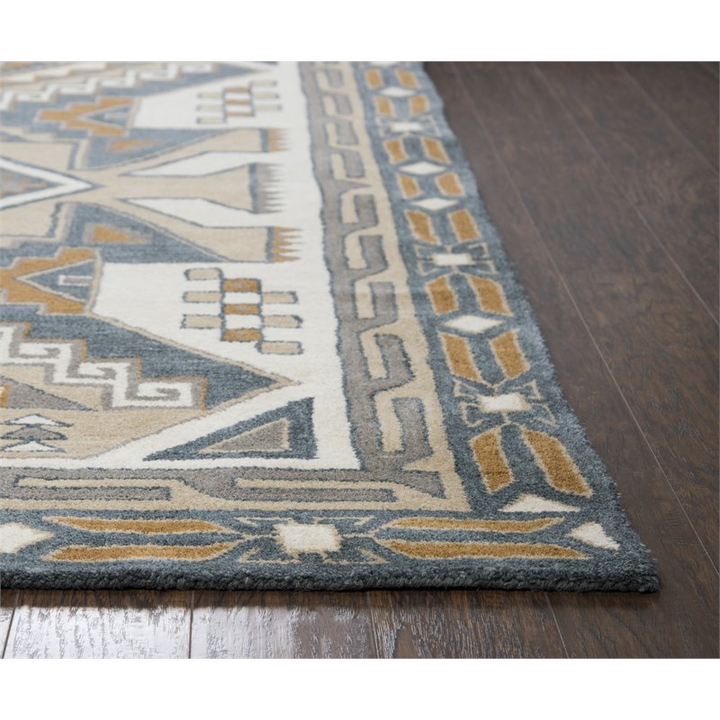 Alora Decor Ryder 9' x 12' Southwest/Tribal Gray/Tan Hand-Tufted Area Rug