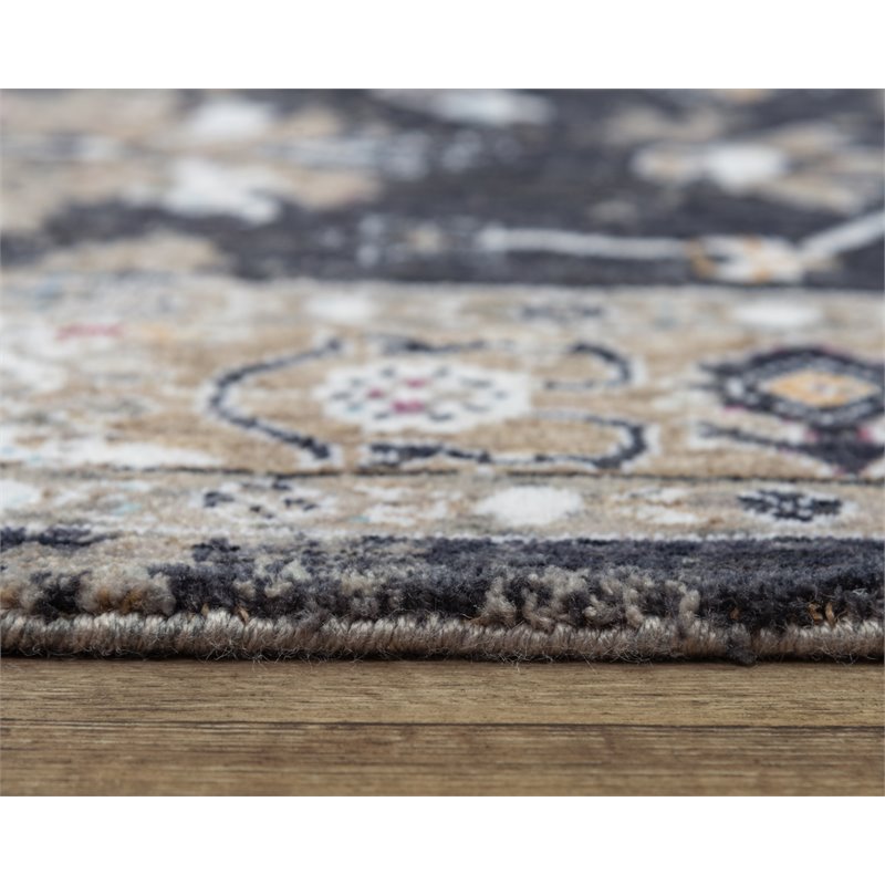 Alora Decor Sanction 9' x 12' Black/Black/Multi Color Power-Loomed Area Rug