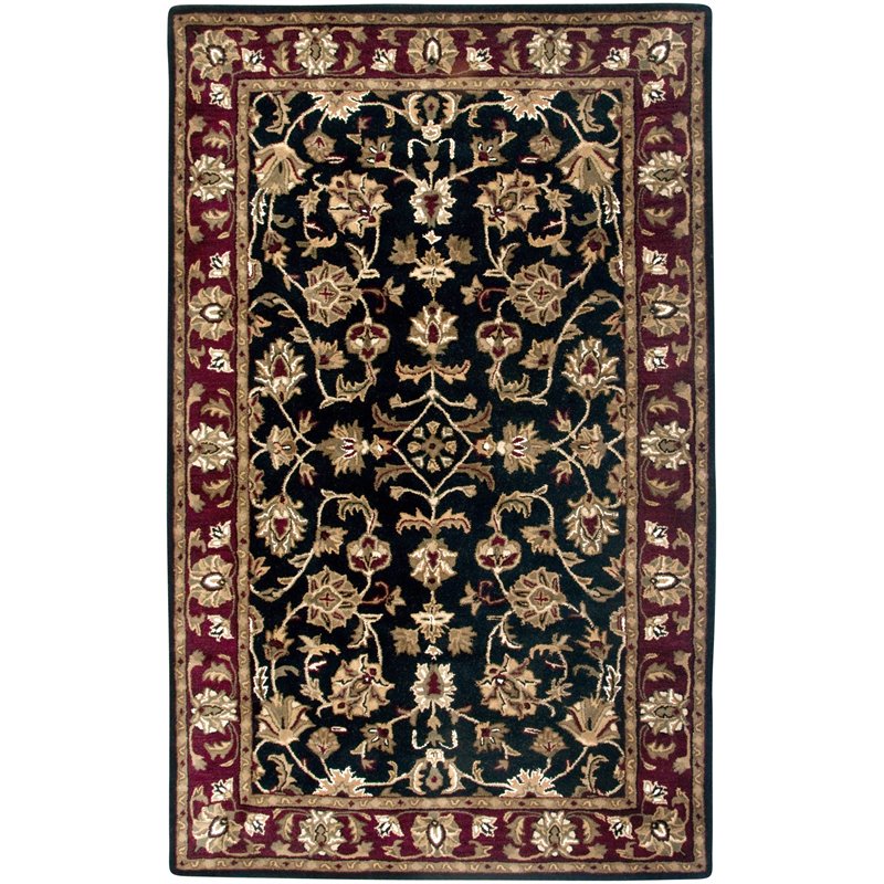 Alora Decor Sareena 9' x 12' Border Black Burgundy Sage Tan Off White Area Rug
