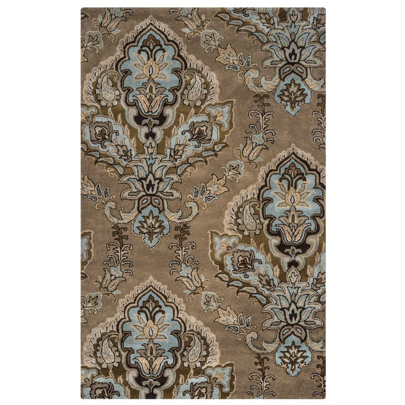 Alora Decor Sareena 9' x 12' Ornamental Brown/Dk Brown/Blue/Khaki/Tan Area Rug