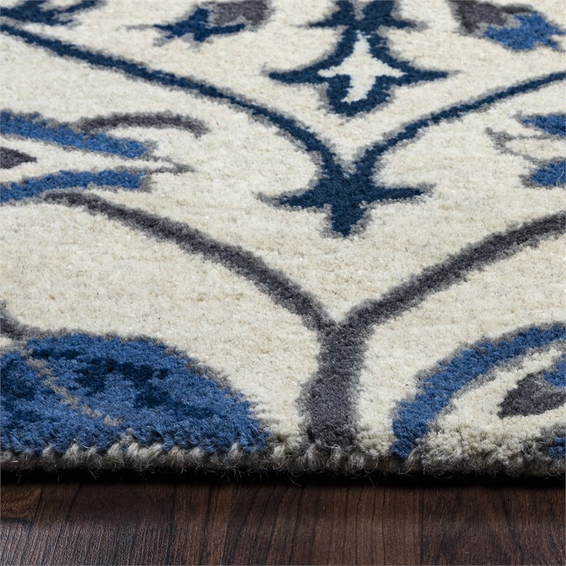 Alora Decor Liberty 10' x 14' Ornamental Ivory/Blue/Gray/Navy Area Rug