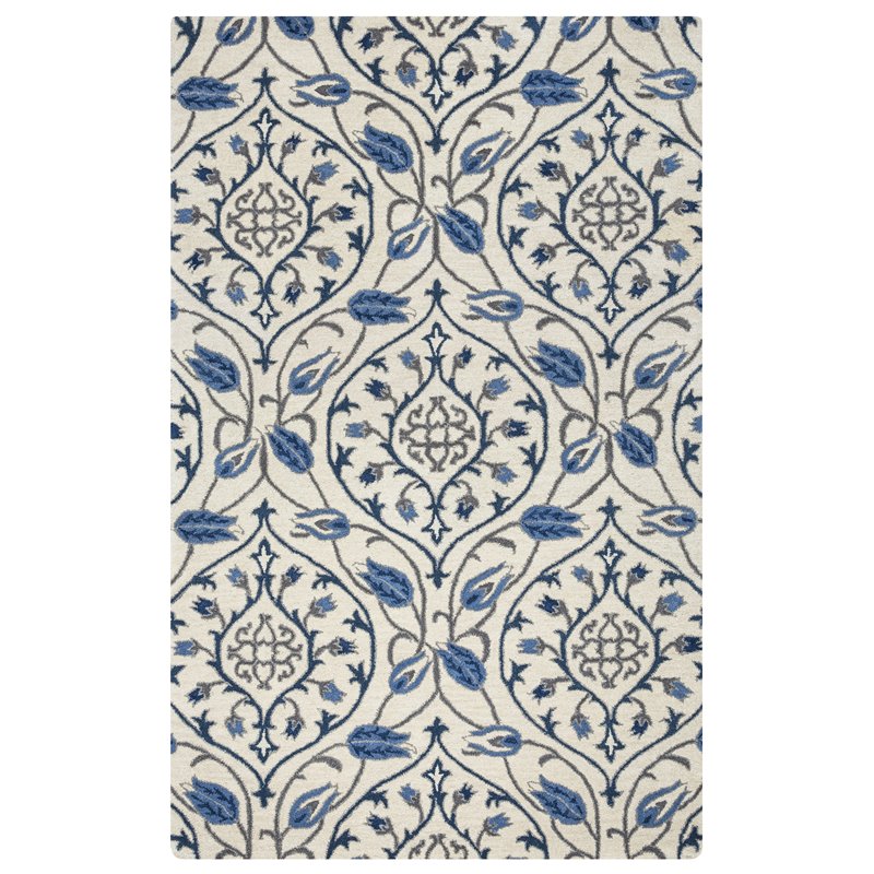 Alora Decor Liberty 10' x 14' Ornamental Ivory/Blue/Gray/Navy Area Rug