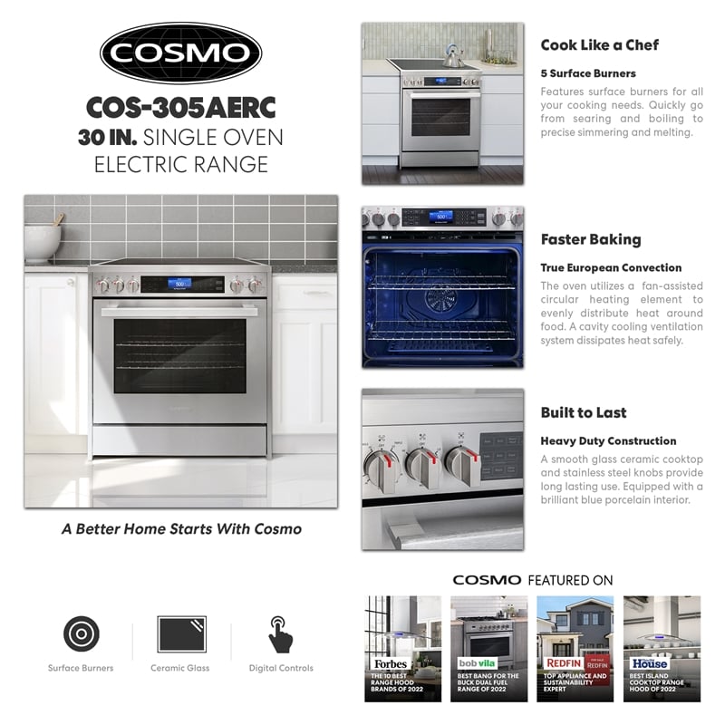 30 in. Vista Coll 5 cu. ft. Electric Ceramic Glass Range in Stainless Steel