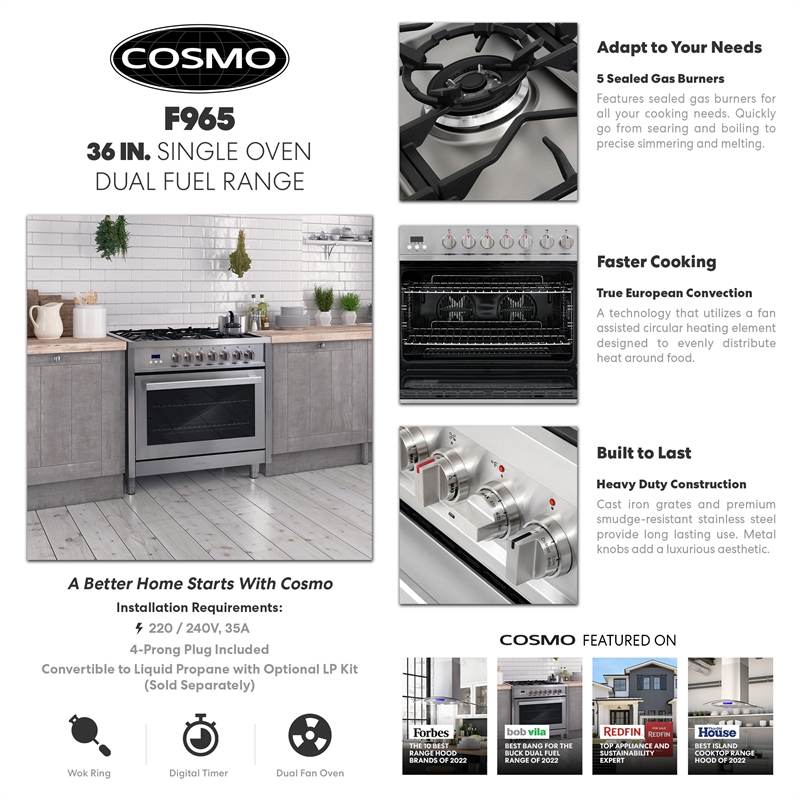 36 in. Stellar Collection 4.4 cu. ft. Dual Fuel Range in Stainless Steel