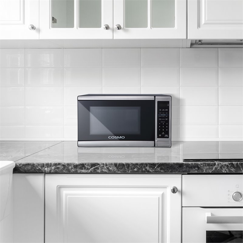 Cosmo COS-07CTMSSB 17 in. 0.7 cu. ft. Compact Countertop Microwave Oven