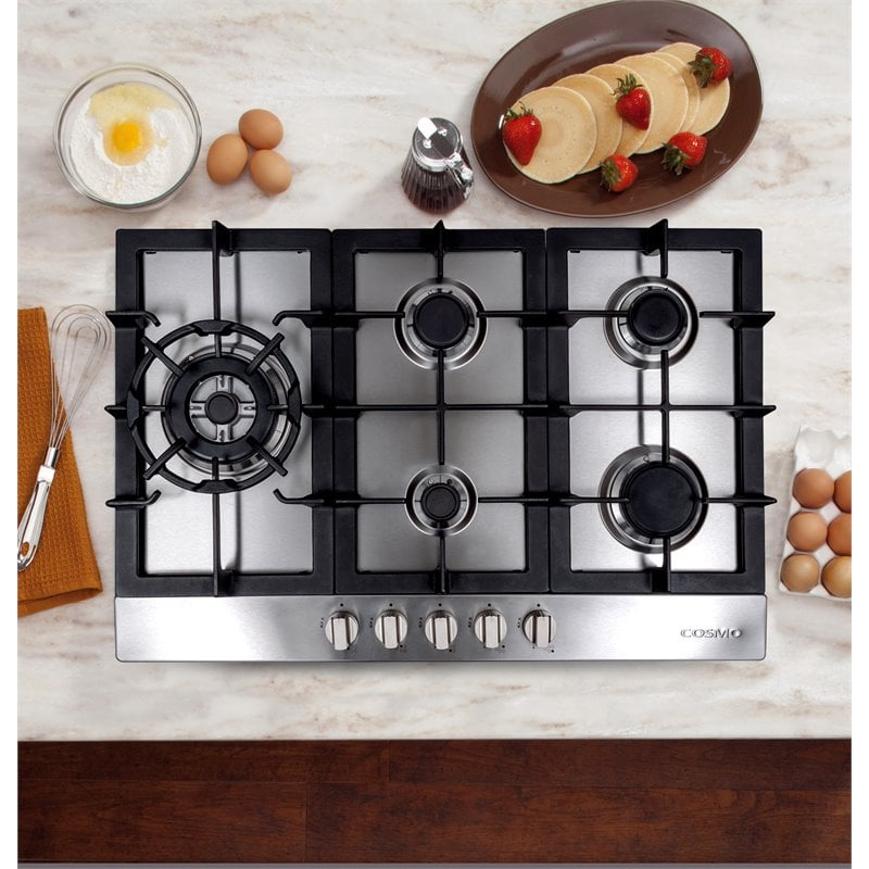 30 in. Gas Cooktop in Stainless Steel with 5 Sealed Brass Burners