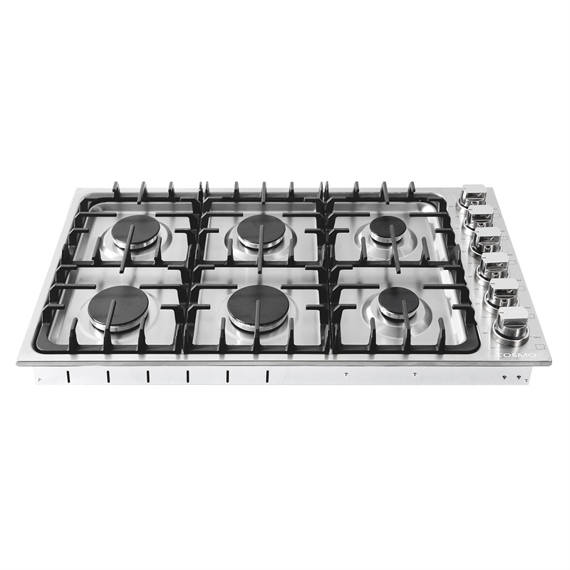 36 in. Gas Cooktop in Stainless Steel with 6 Italian Made Burners