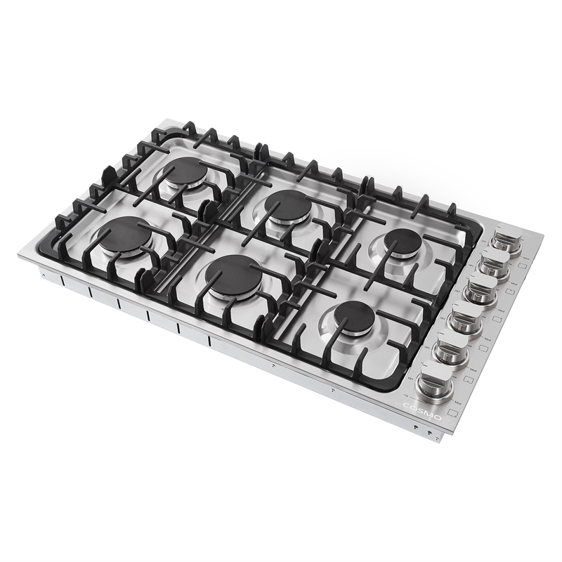 36 in. Gas Cooktop in Stainless Steel with 6 Italian Made Burners