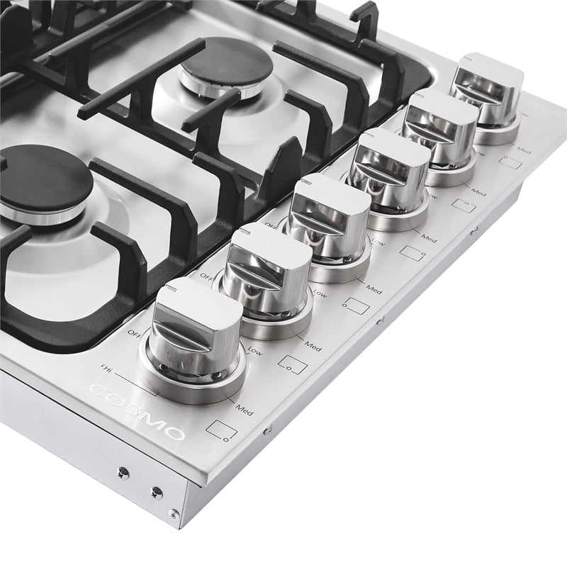 36 in. Gas Cooktop in Stainless Steel with 6 Italian Made Burners