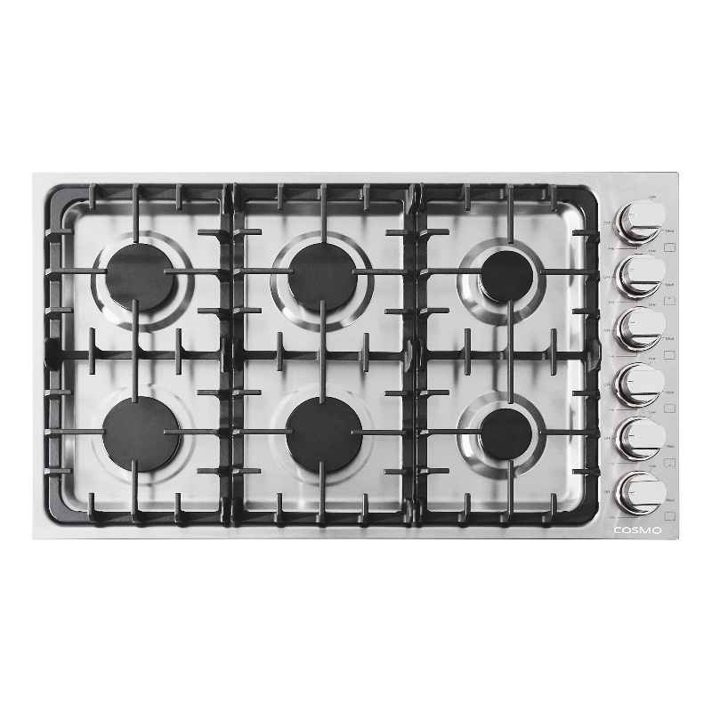 36 in. Gas Cooktop in Stainless Steel with 6 Italian Made Burners