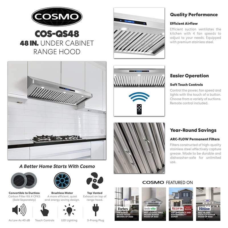 48 in. Haven Collection Ducted Under Cabinet Range Hood in Stainless Steel
