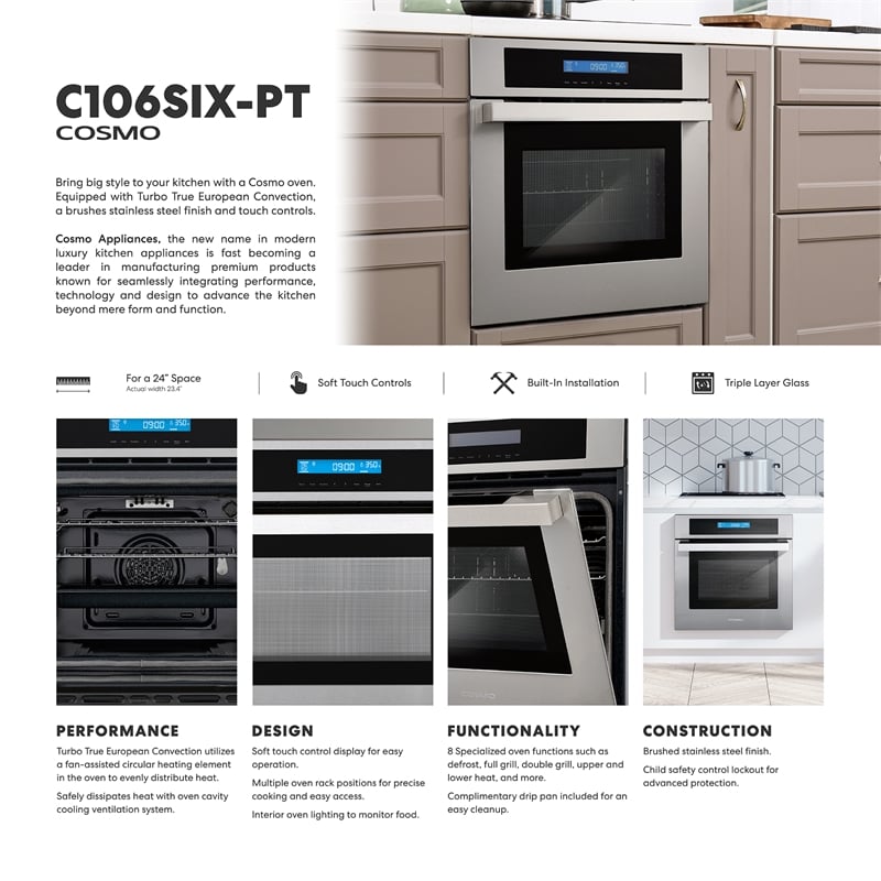 24 in. Lumin Collection 2.5 cu. ft. Electric Wall Oven in Stainless Steel