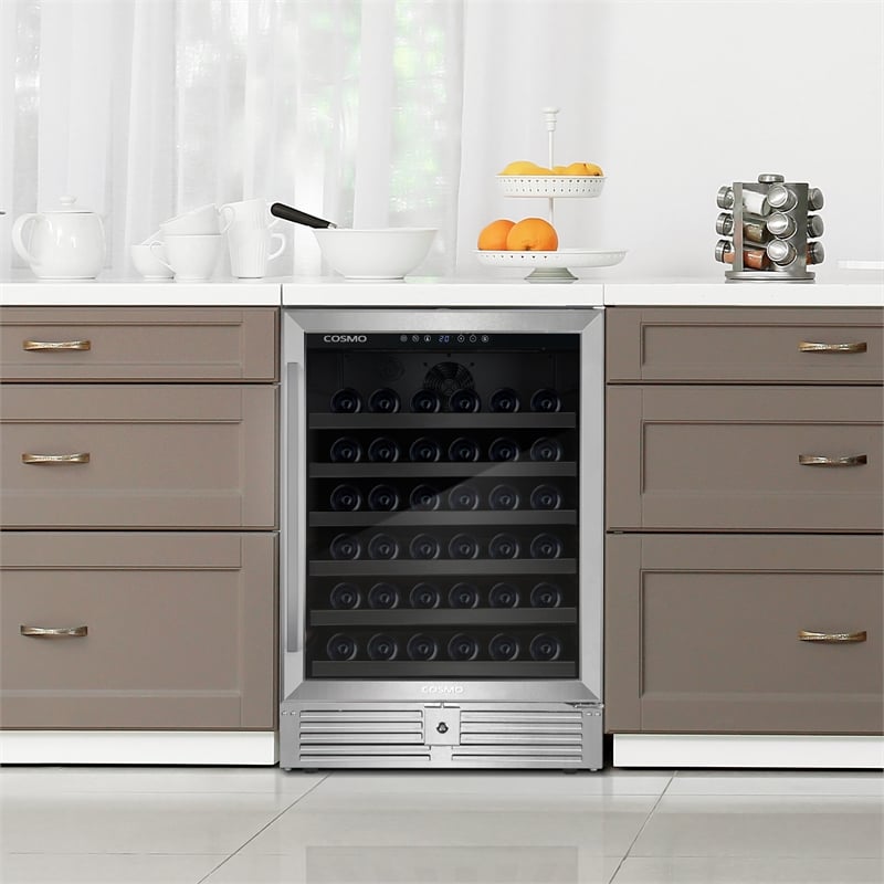 Cosmo COS-24BIWCS 48-Bottle Single-Zone Stainless Steel Freestanding Wine Cooler
