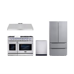 Cosmo COS-EPGR486G 48&quot Gas Range & Range Hood & Dishwasher & Refrigerator Set