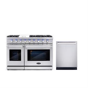 Cosmo COS-EPGR486G 48&quot Double Oven Gas Range & 24&quot Built-In Dishwasher Set