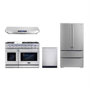 Cosmo COS-EPGR486G 48&quot Gas Range & Range Hood & Dishwasher & Refrigerator Set