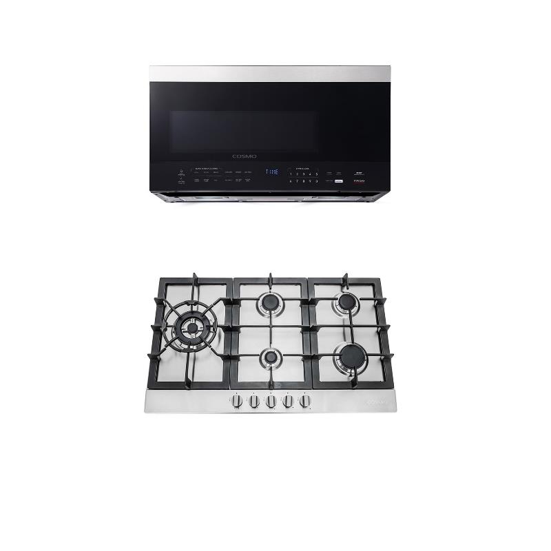 Cosmo 30 in. Drop-In Cooktop & Over-the-Range Microwave Oven with Vent Fan Set