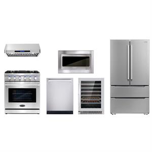 Cosmo 30&quot Range & Hood & Dishwasher & Wine Cooler & Fridge & Microwave Set