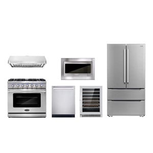 Cosmo 36&quot Range & Hood & Dishwasher & Wine Cooler & Fridge & Microwave Set