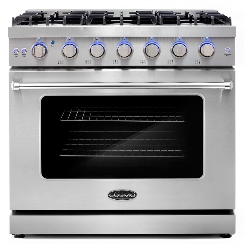 Cosmo 36 in. Gas Range & Hood & Dishwasher & Refrigerator & Microwave Set