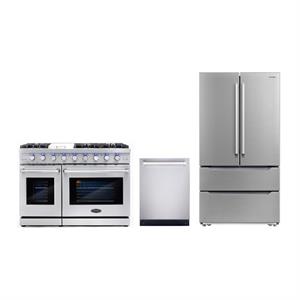 Cosmo 48&quot Double Oven Gas Range & Dishwasher & French Door Refrigerator Set