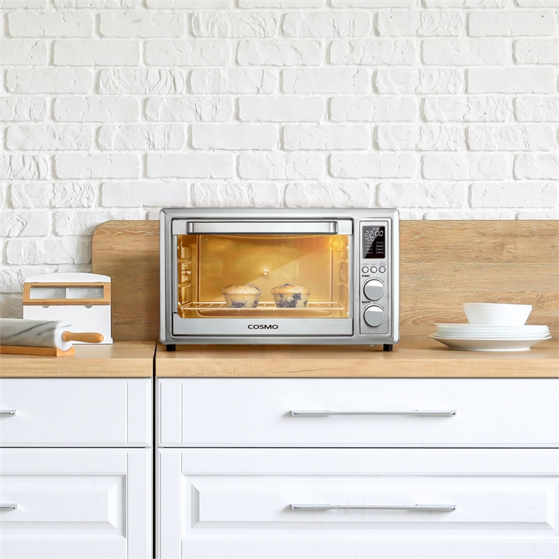 32 Quart Compact Electric Air Fryer Toaster Oven LED Display in Stainless Steel
