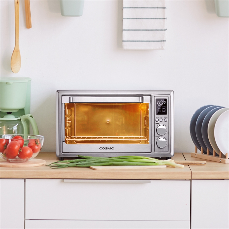 32 Quart Compact Electric Air Fryer Toaster Oven LED Display in Stainless Steel