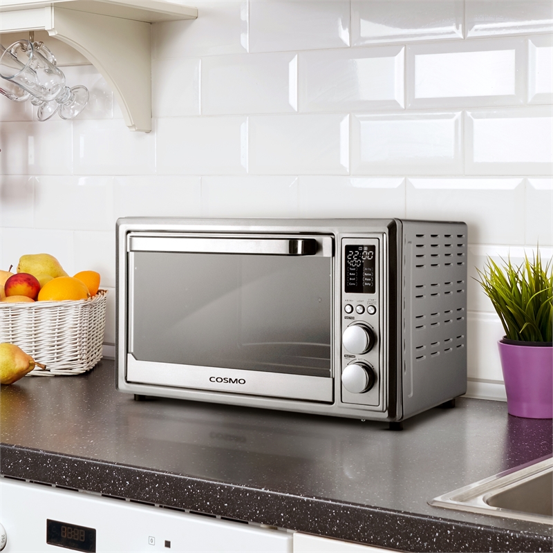 32 Quart Compact Electric Air Fryer Toaster Oven LED Display in Stainless Steel