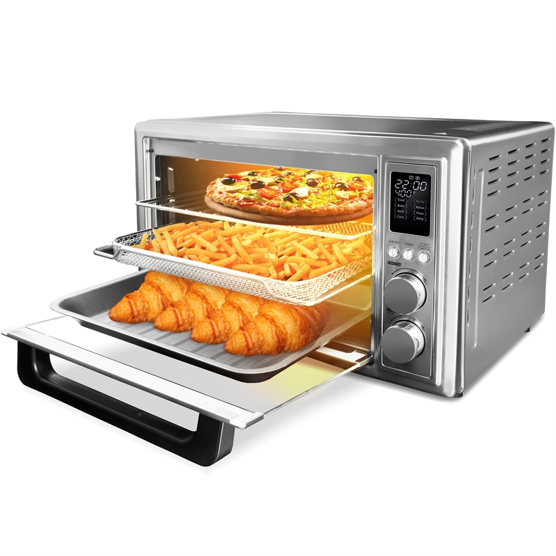 32 Quart Compact Electric Air Fryer Toaster Oven LED Display in Stainless Steel