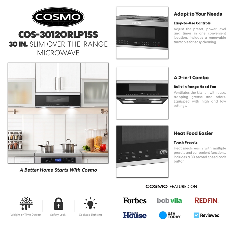 30 in. Stellar Collection 1.2 cu. ft. Slim Over the Range Microwave 1000W