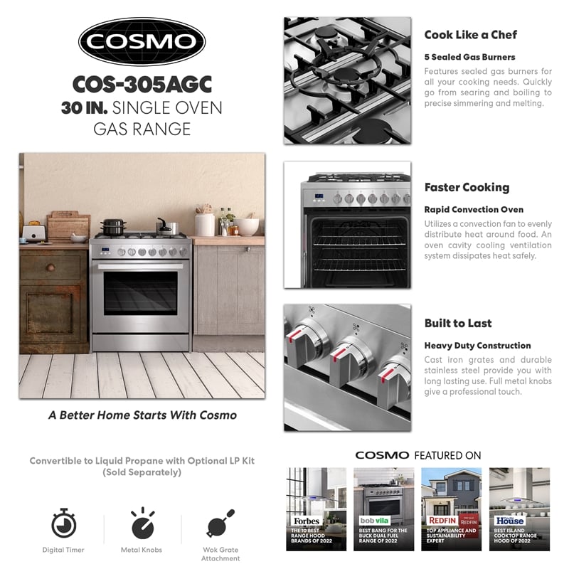 30 in. Nebula Collection 5.0 cu. ft. 5 burner Gas Range in Stainless Steel