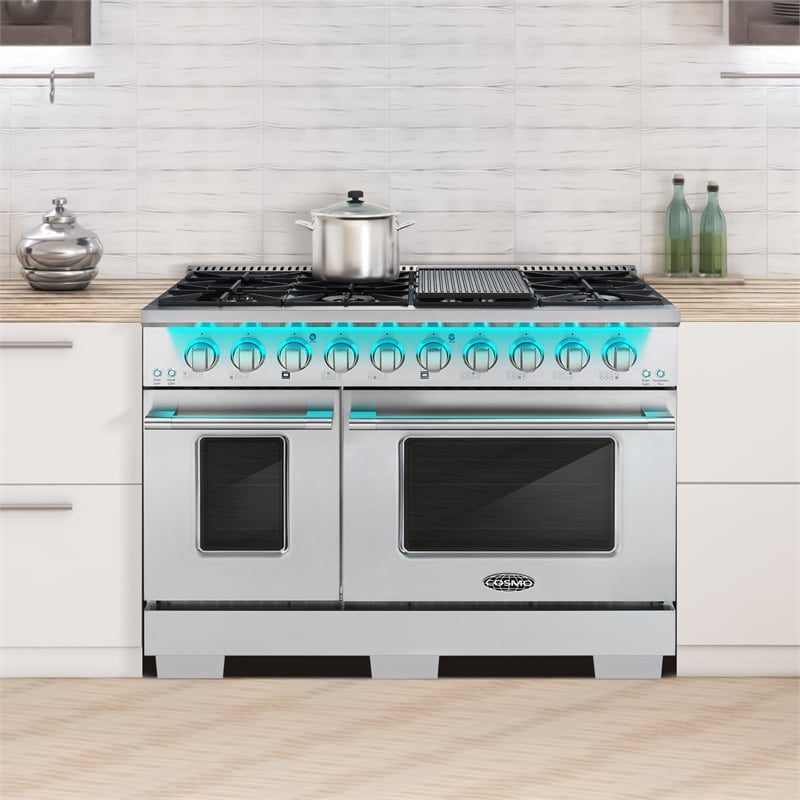 48 in. Vista Collection 6.6 cu. ft. Double Oven Gas Range in Stainless Steel