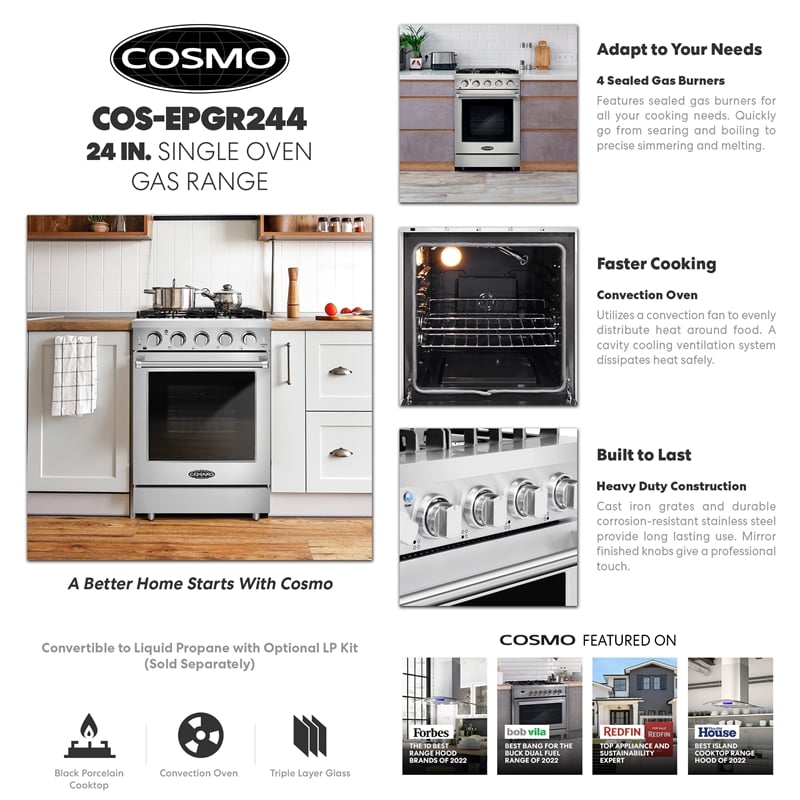 24 in. Haven Collection 3.73 cu. ft. 4 Burner Gas Range in Stainless Steel
