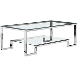 Pangea Home Laurence Long Metal Coffee Table Long in Silver