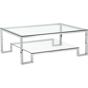 Pangea Home Laurence Metal Coffee Table in Silver